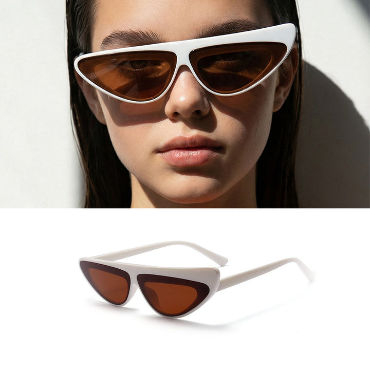 Dame Cat-Eye solbriller med trendy asymmetrisk design Skanto