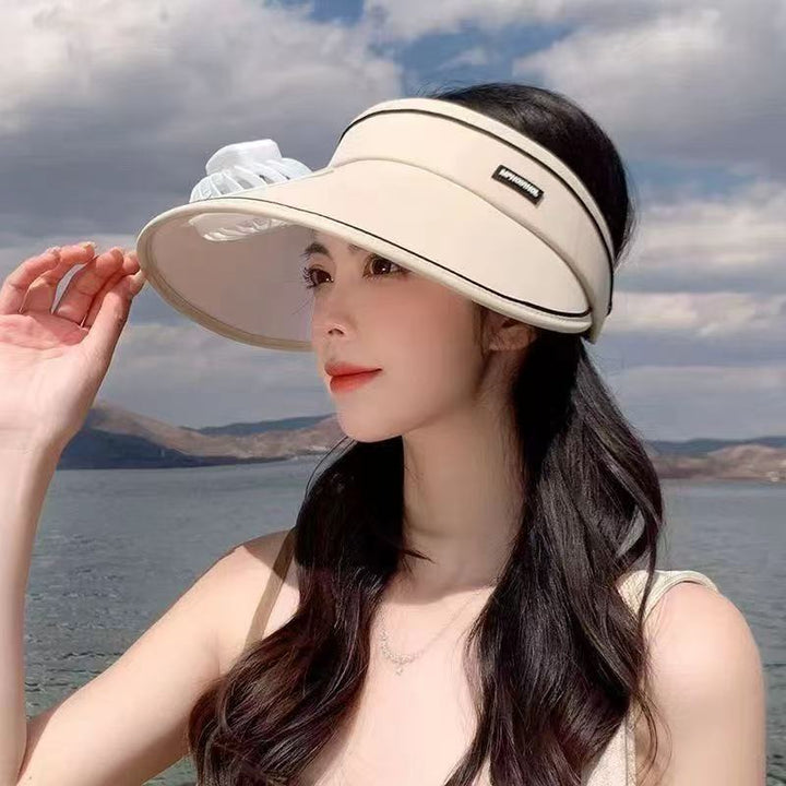 Visor with detachable USB fan, adjustable headband, and breathable UV protection Skanto