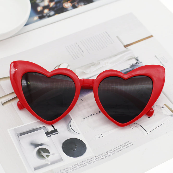 Dame hjerteformet solbrille med glitrende ramme Skanto