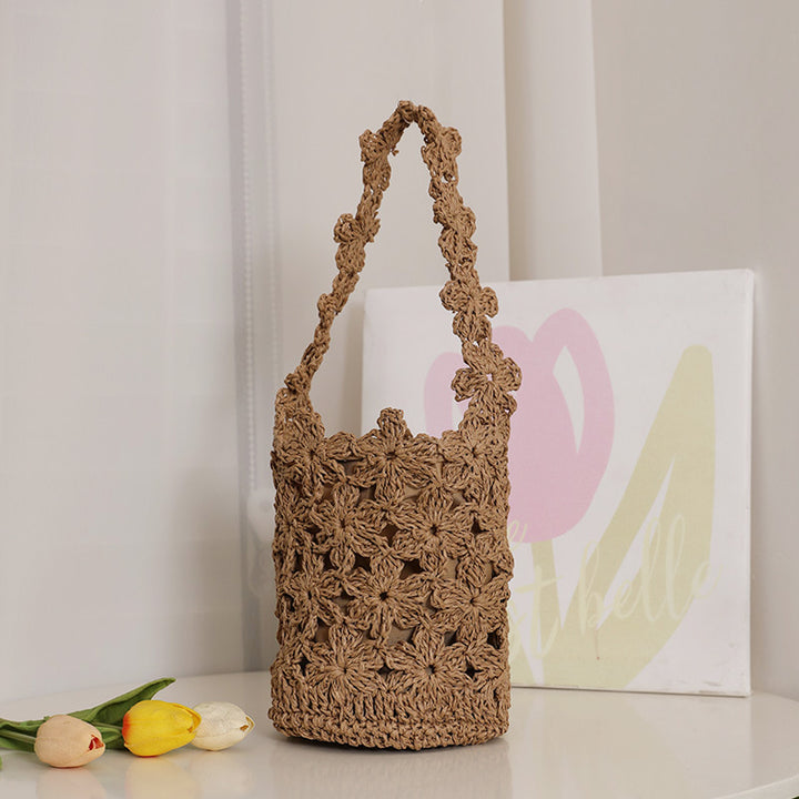 Håndlaget makramee-veske i blomsterdesign Skanto
