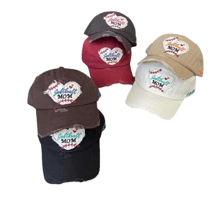 Kvinnens slitte hjertebroderte baseball caps Skanto