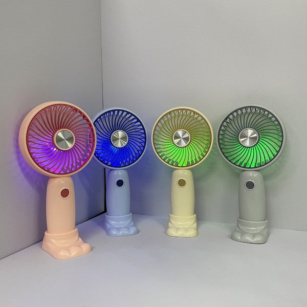Unisex Bærbar Håndvifte med LED-belysning og kreativt design Skanto