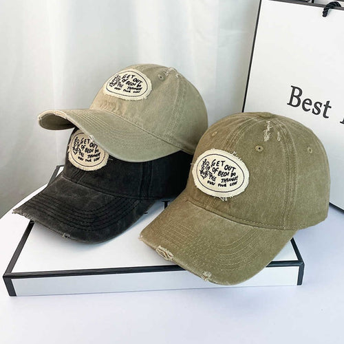 Kvinne Casual Distressed Bomull Baseball Caps Skanto