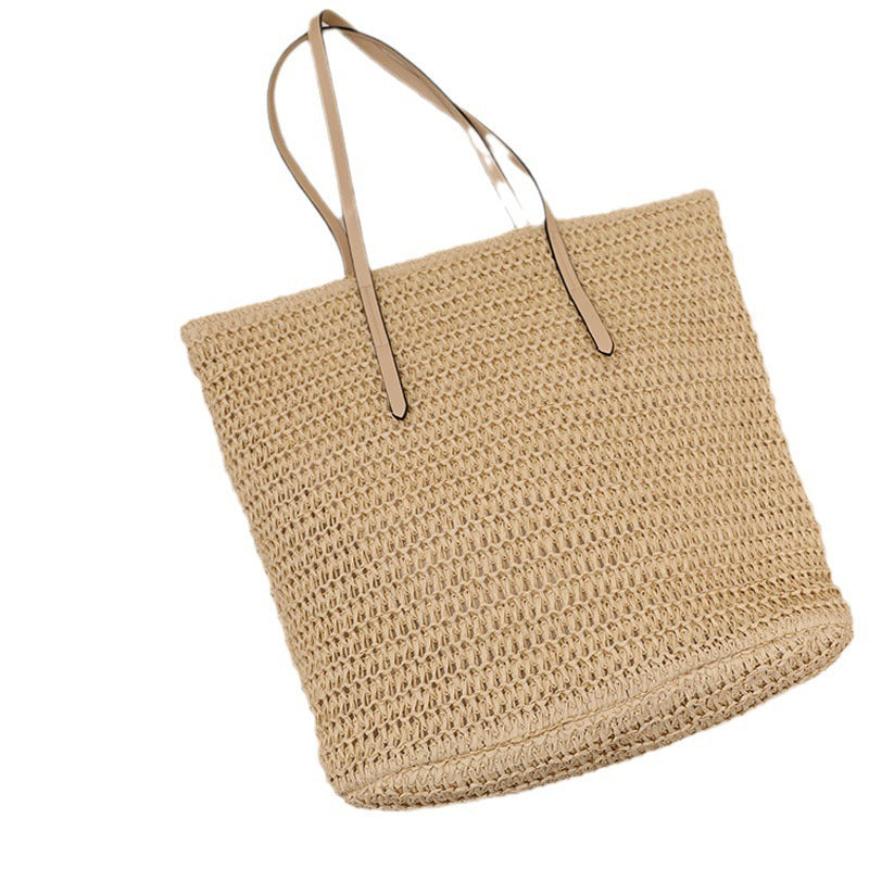 Flettet handlenett med elegante lærhåndtak Skanto