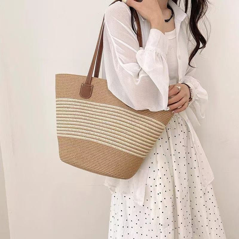 Oversized Strandveske i Flettet Materiale Skanto