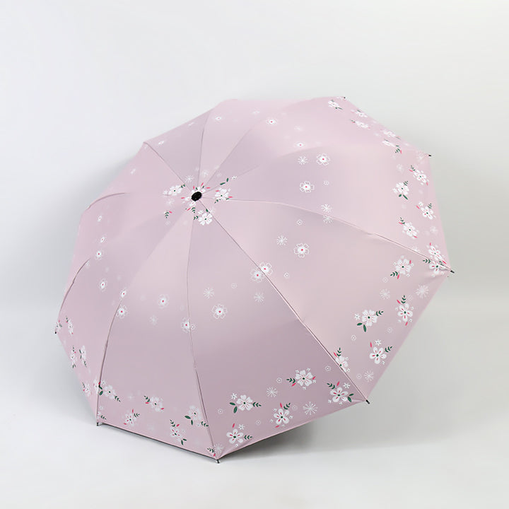 Kvinnes stilige sammenleggbare paraply med blomsterdesign Skanto