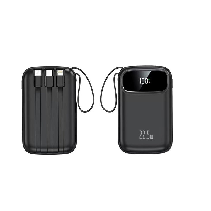 Powerbank med integrert ladekabel og digital skjerm Skanto