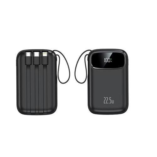 Powerbank med integrert ladekabel og digital skjerm Skanto