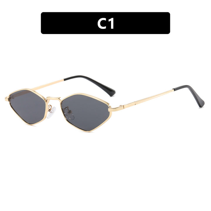 Dame geometrisk solbrille med fin metallramme og UV-beskyttelse Skanto