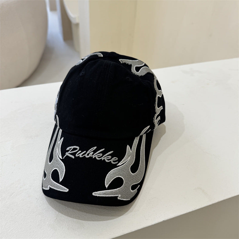 Herre Grafisk Flamme-Brodert Baseball Caps Skanto