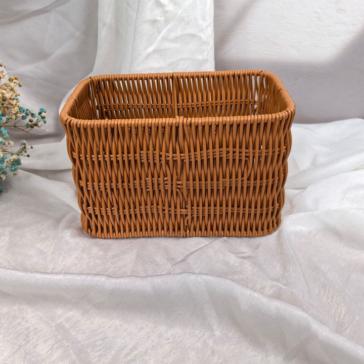Dame stilige Rattan-beholder med perlehåndtak Skanto