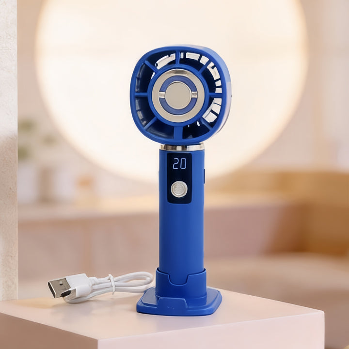 Damer Bærbar Håndvifte med LCD-temperaturvisning og USB-ladefunksjon Skanto