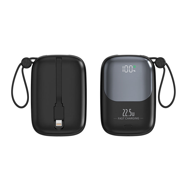Bærbar powerbank med digital ladeindikator og integrert ladekabel Skanto