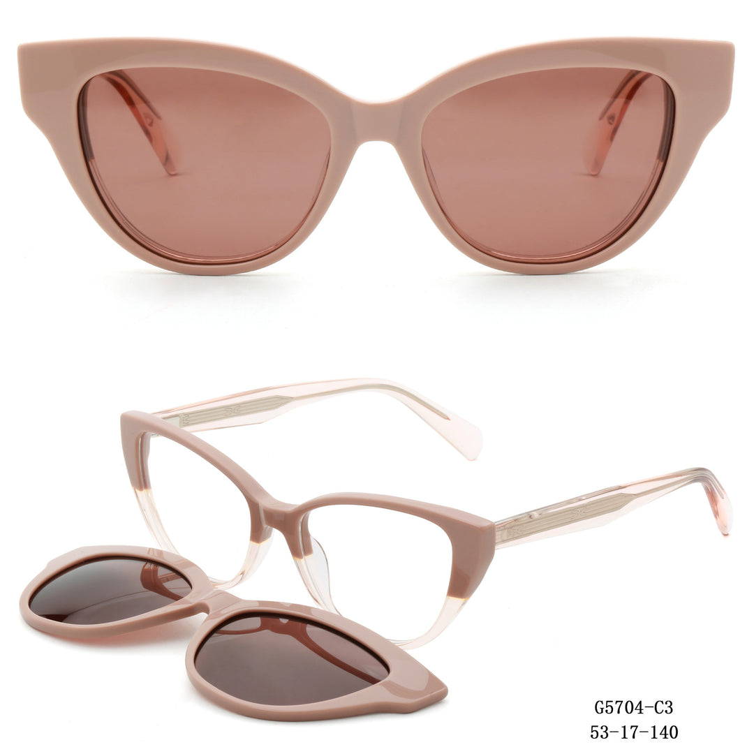 Dame Cat-Eye solbriller med avtagbare linser Skanto