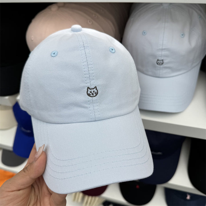 Kvinners katt-brodert bomull baseball cap Skanto