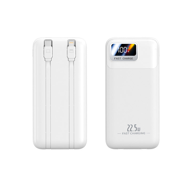 Bærbar Powerbank med integrerte kabler og digitalt ladeindikator Skanto