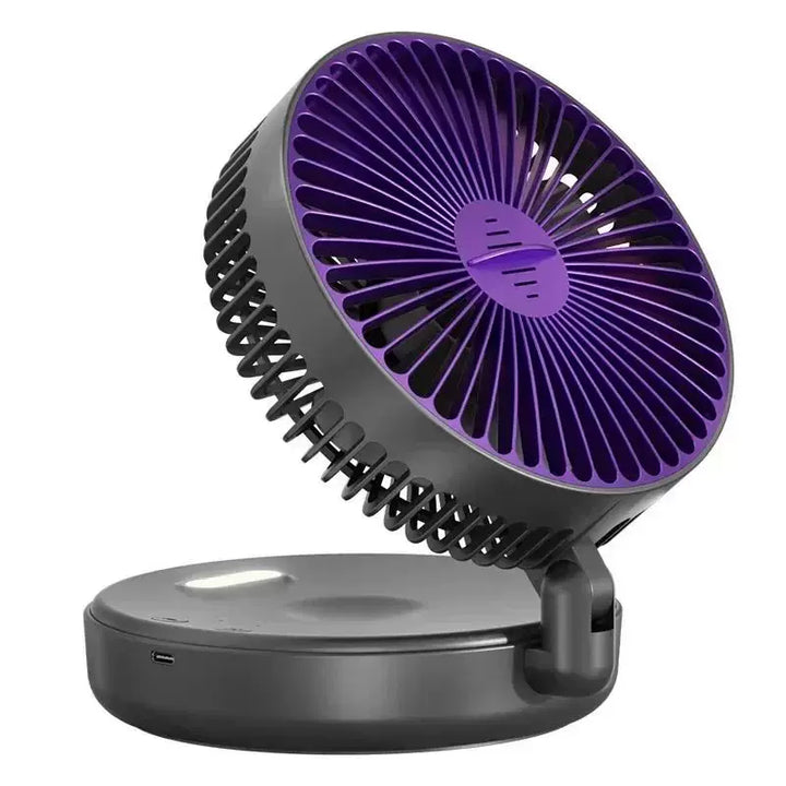 Unisex en størrelse kompakt sammenleggbart oppladbart USB Type C skrivebordsvifte med justerbar tilt-vinkel og innebygget LED-nattlampe Skanto