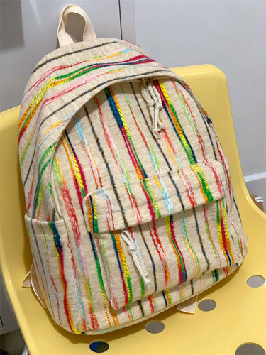 Fargerik Stripete Tøy Skole Ryggsekk Skanto