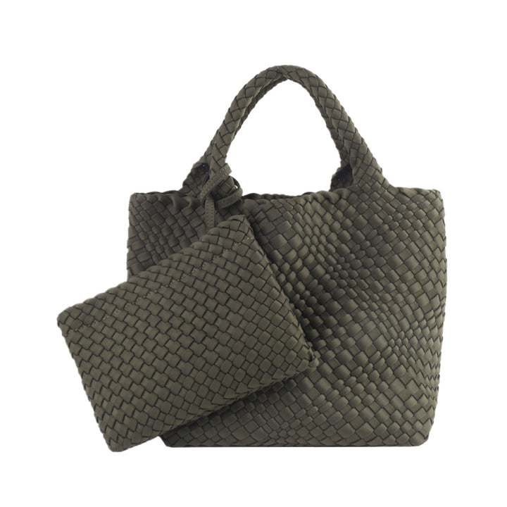 Flettet håndveske med avtakbar clutch Skanto
