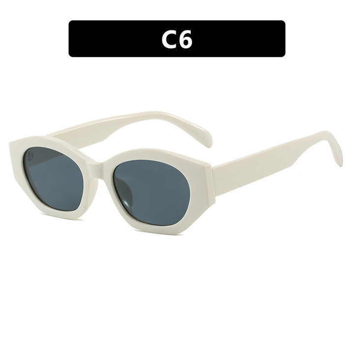 Dame geometrisk solbrille med trendy, gjennomsiktig ramme Skanto