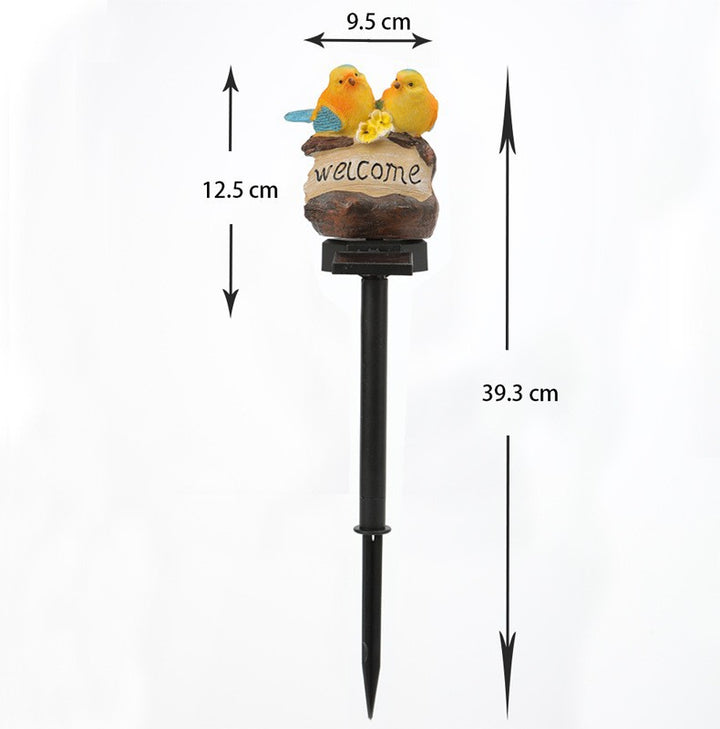 Realistisk solfuglhage-stake med bevegelsessensor og værbestandig design Skanto