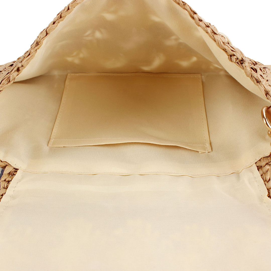 Shoulder bag made of handmade braided natural material with elegant closure Skanto