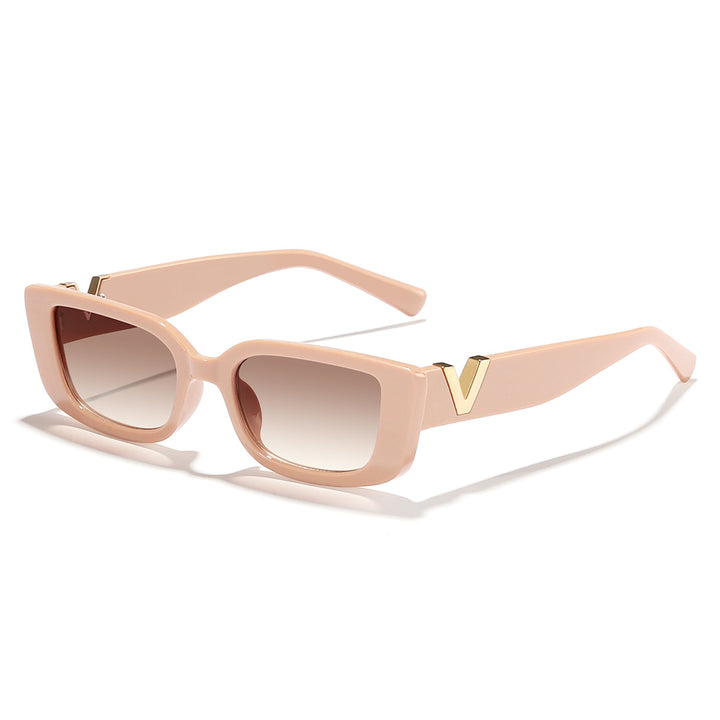 Dame moteriktig kvadratisk solbrille med gullbekledning Skanto