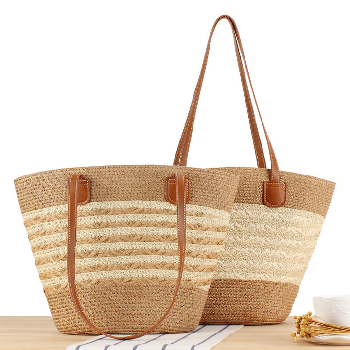 Elegant Straw Bag with Attractive Leather Handles Skanto