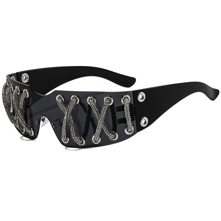Dame futuristisk design solbrille med unik dekor Skanto