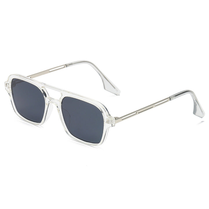 Dame trendy kvadratiske solbriller med transparent ramme og myke linser Skanto