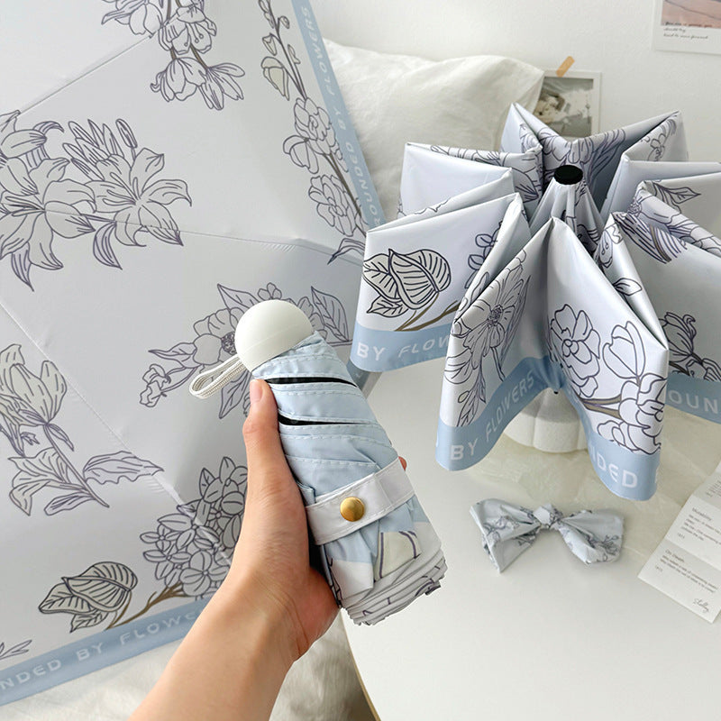 Dame kompakt paraply med blomstermotiv Skanto