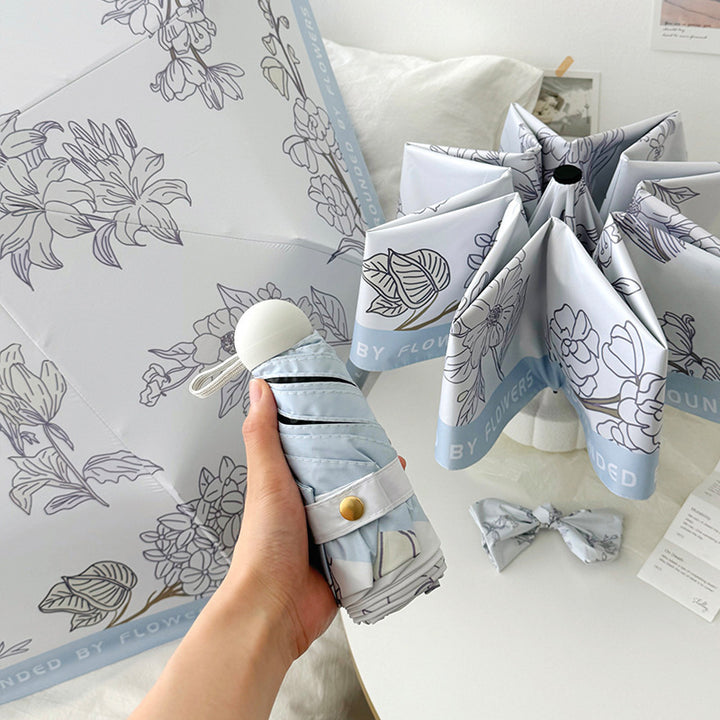 Dame kompakt paraply med blomstermotiv Skanto