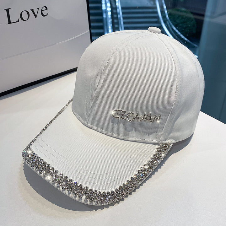 Kvinnenes glitrende rhinestone-trimmet baseballcap Skanto