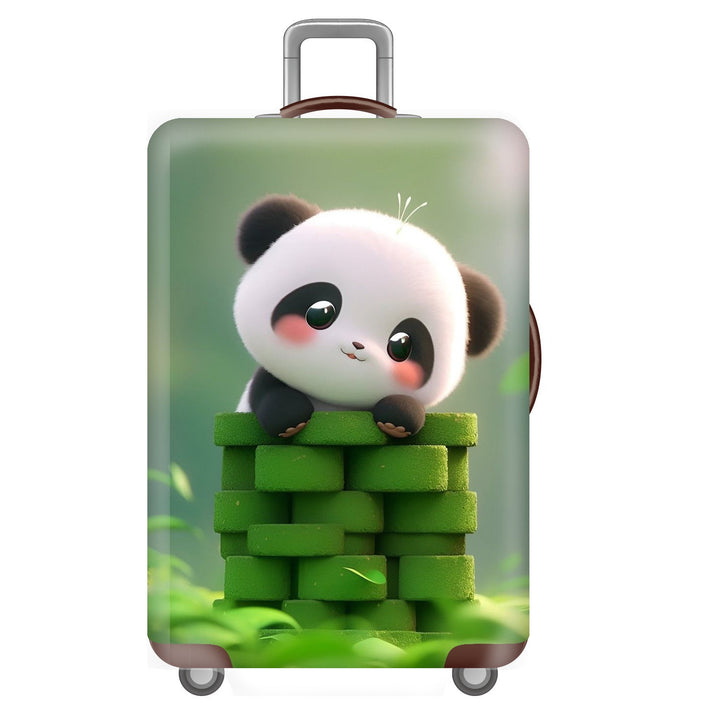 Unisex nan elastisk koffertrekk for hardplast trolley med søtt panda-motiv, elastisk beskyttelsestrekk med håndtak- og hjulåpninger Skanto