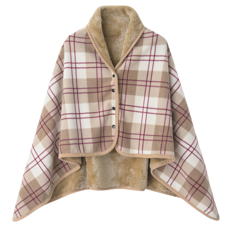 Dame elegant varmholdende Poncho-teppe Skanto