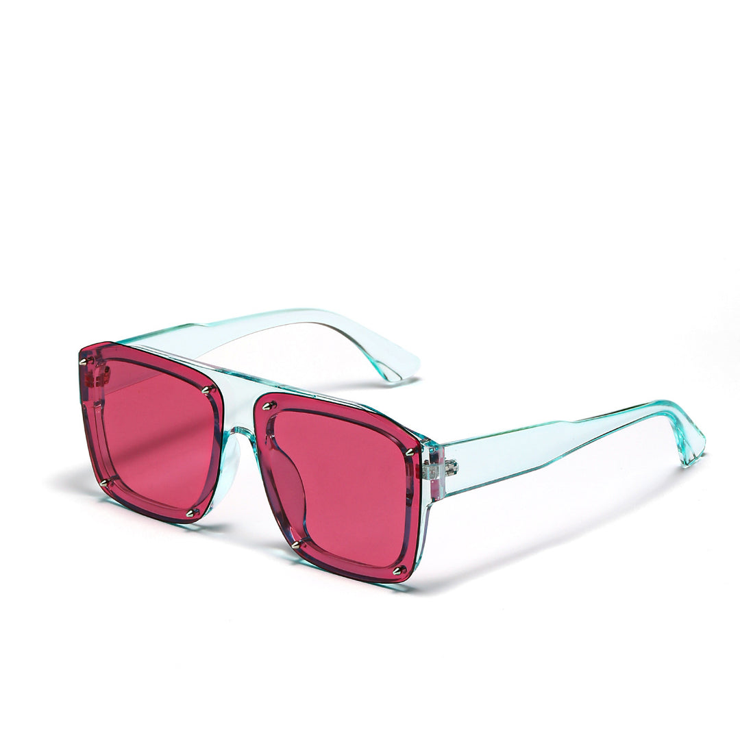 Dame Square-solbriller med modig transparent ramme Skanto