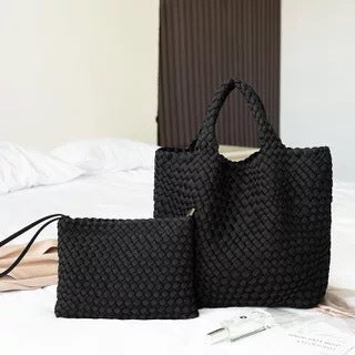 Flettet håndveske med avtakbar clutch Skanto