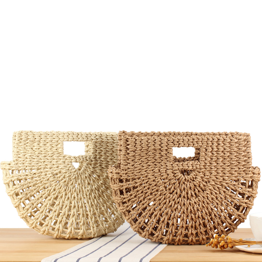 Hand-knotted basket bag with textured design Skanto