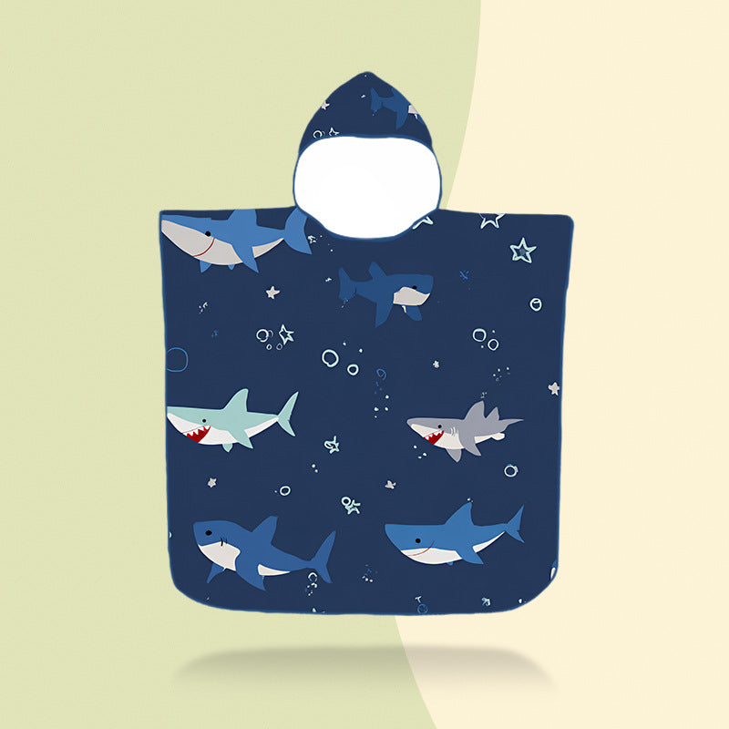 fargerik hetteponcho med robotmotiv Skanto
