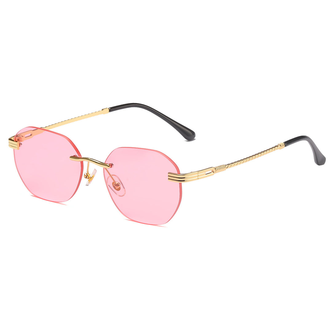 Dame moteriktig geometrisk solbrille med dekorativ metallegering Skanto