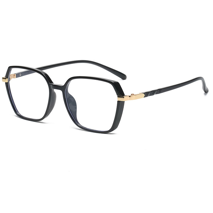 Dame moteriktig kvadratisk lesebrille med gullaccent Skanto