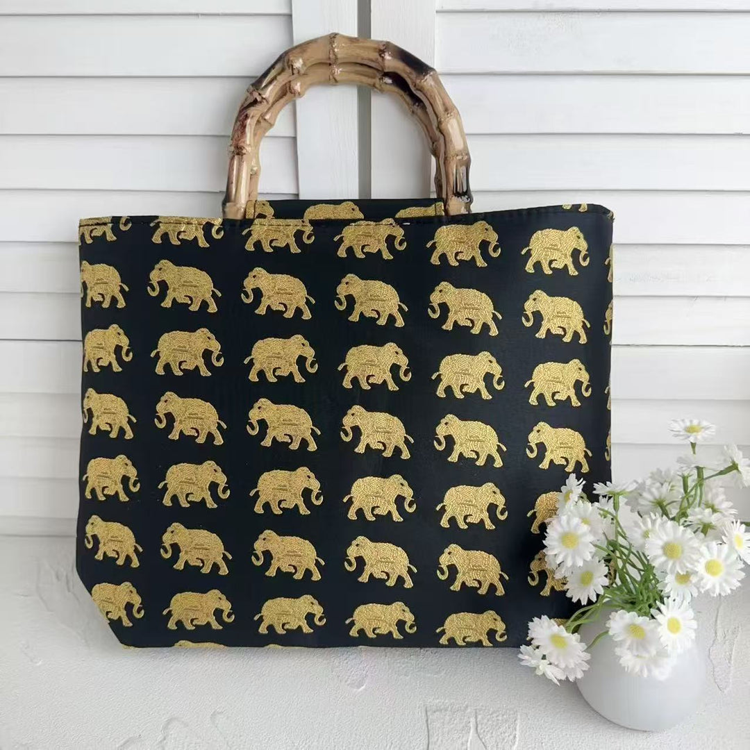 Stilfull bomullstask med bambushåndtak Skanto