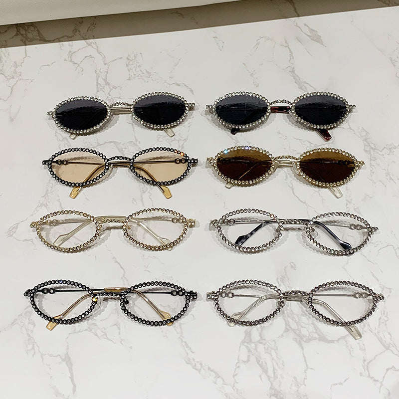 Damen Designer Brille ramme med ekstravagant perleinnramming Skanto