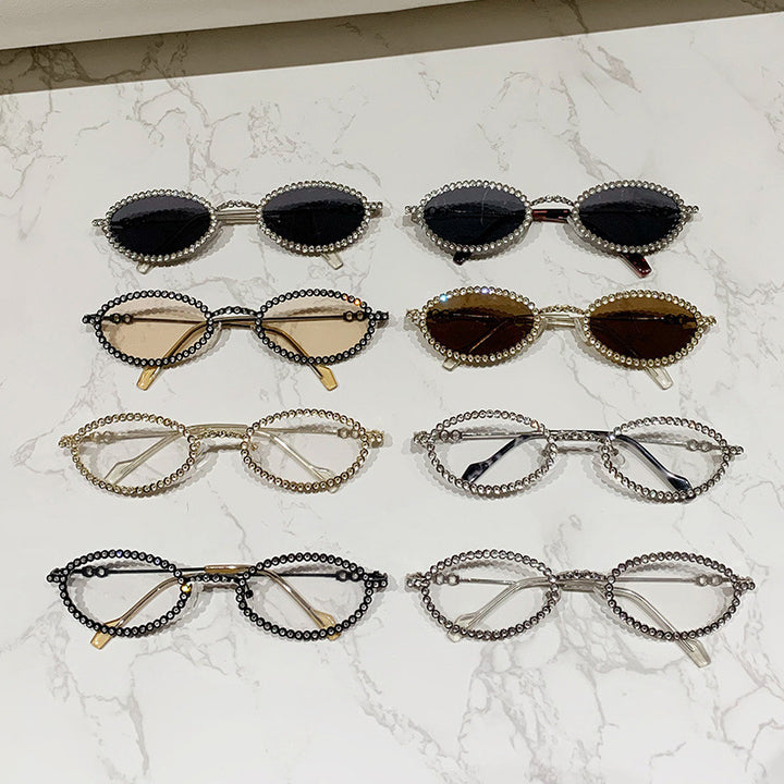 Damen Designer Brille ramme med ekstravagant perleinnramming Skanto