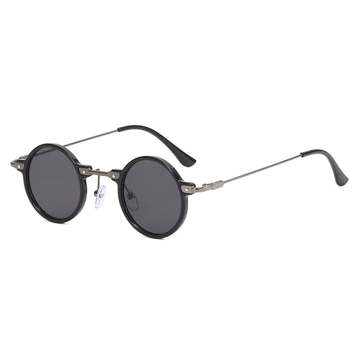 Damen moteriktig rund solbrille med stilig metallramme og polarisert glass Skanto