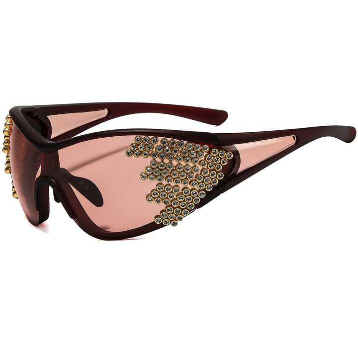 Dame Sporty Solbrille med glitrende dekor Skanto