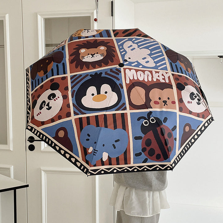 Dame Automatisk Paraply med kreativt Mønster Skanto