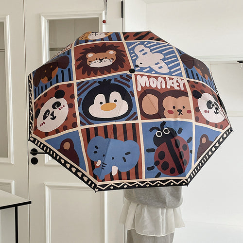 Dame Automatisk Paraply med kreativt Mønster Skanto