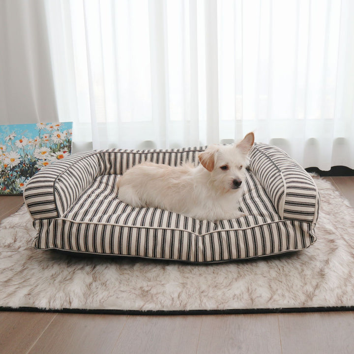 Stripet ortopedisk hundesofa