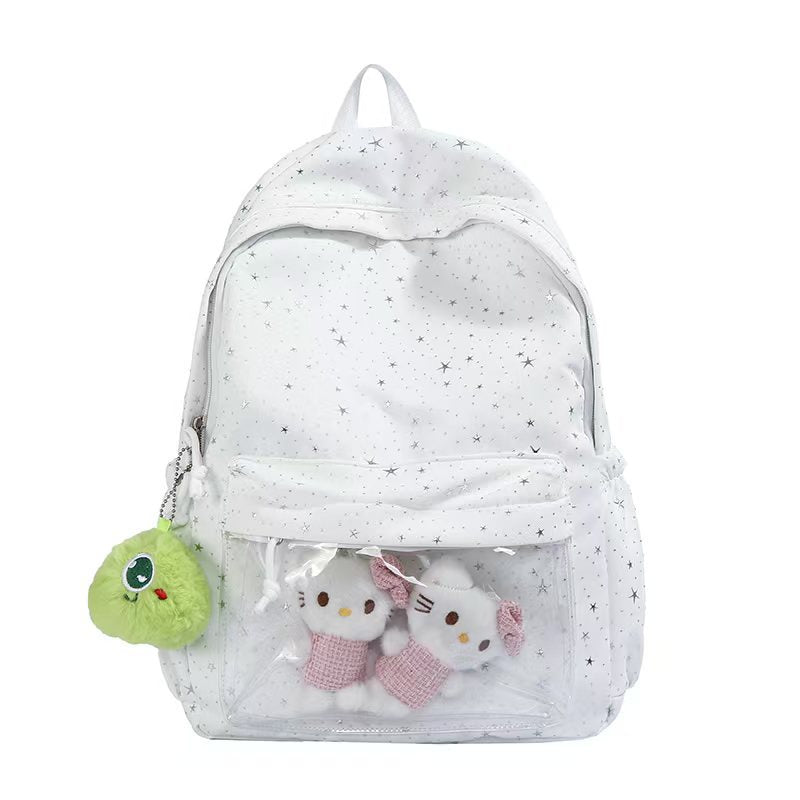 Transparent Pocketed Star-Pattern Ryggsekk Skanto